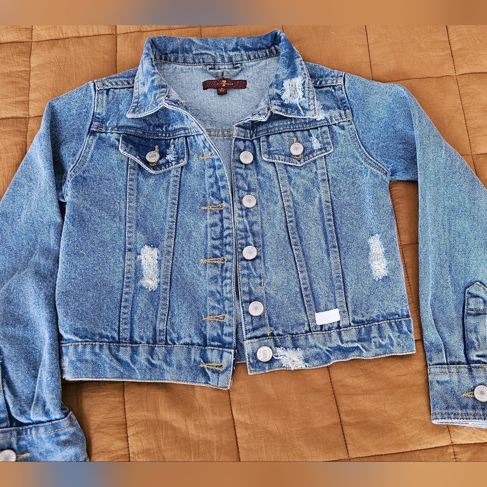 7 for All Mankind Jeans Cropped Denim Jacket sz Small
